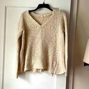 Ivory, Moth sweater with zipper embellishment, size M
